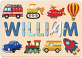 Name Puzzle for Kids Personalized, 1st Birthday Girl and Boy,Custom Baby Easter Gifts with Engraved Text on Back, Montessori Learning Toys for Boy & Girl (Blue Gradient)