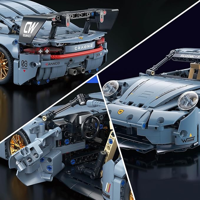 Sports Race Car Building Set Kit for Boys & Adults, 1:14 MOC Toys Racing Model Car Kits, Birthday Gift for Boys Kids Age 8-14 12-16