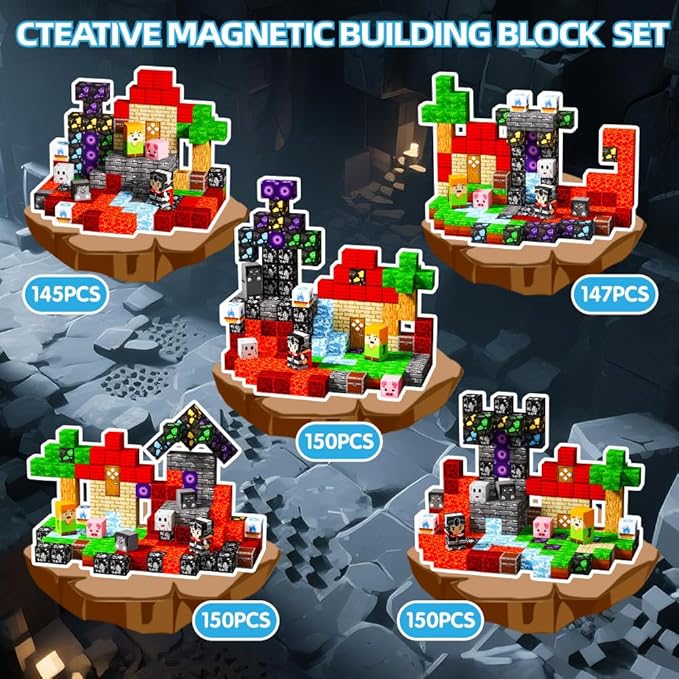 150Pcs Magnetic Building Blocks Set, Kids Sensory Toy for Toddlers STEM Learning, Construction Magnet Blocks Stacking Toy for Kids