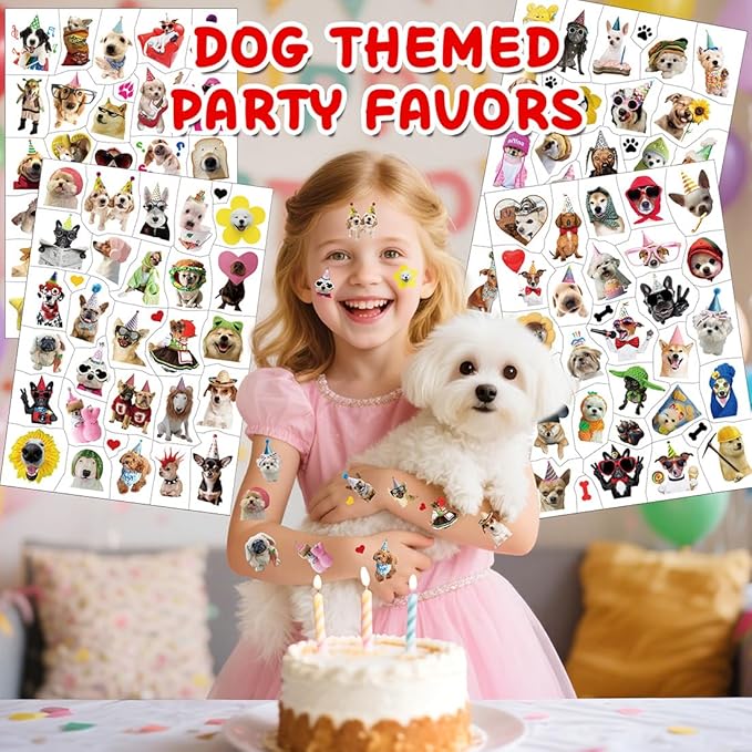 216PCS Dog Meme Temporary Tattoos, Pre-Cut Funny Dogs Party Tattoo Stickers Birthday Decorations Supplies Party Favors, School Rewards Gifts Idea for Boys Girls