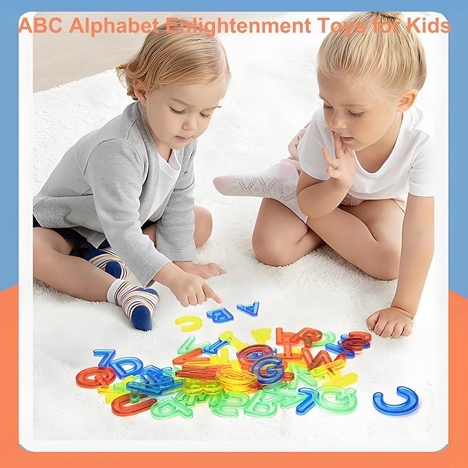 Transparent Capital Letters 52 Pcs for Light Table,Light Table Toys and Manipulatives for Kids,Educational Alphabet Set