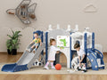 XJD 13 in 1 Toddler Slide Set, Kids Slide for Toddlers Age 1+, New Upgrade with Golf Set, Basketball Hoop, Drawing Board for Indoor Outdoor Playset,Toddler Playground (Blue Gley)