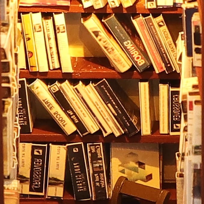 DIY Book Nook Miniature Kit, 3D Wooden Puzzles Bookend, Bookshelf Insert Decor, Assemb Build for Adults, Unique Gift for Birthday Father's Day, Library