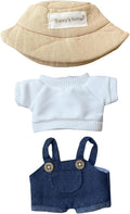 17cm Doll Clothes Outfit Set, 3 Pieces Dress Overalls Set for 6.7inch Doll Suit, Fashion Chic Hat & Clothes Accessories for 1st/2nd/3rd Gen Dolls Play & Display