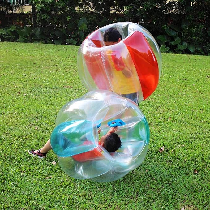 SUNSHINEMALL 2 Pack Sumo Balls for Kids Bumper Balls (3ft/0.90m) Inflatable Bubble House Summer Outdoor Toys for Adults Yard Human Hamster Ball Active Play(Red+Blue 36")
