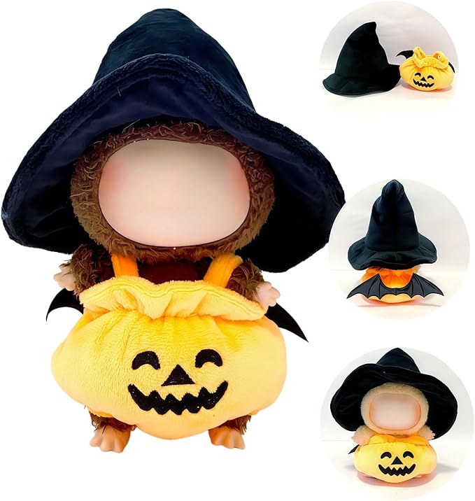 17cm Doll Clothes Set, Halloween Themed Costume, Pumpkin Outfit and Witch Hat for 6.7inch Dolls Suit, Cute Fashion Dress Up Clothes Accessories for 1st/2nd/3rd Gen Doll