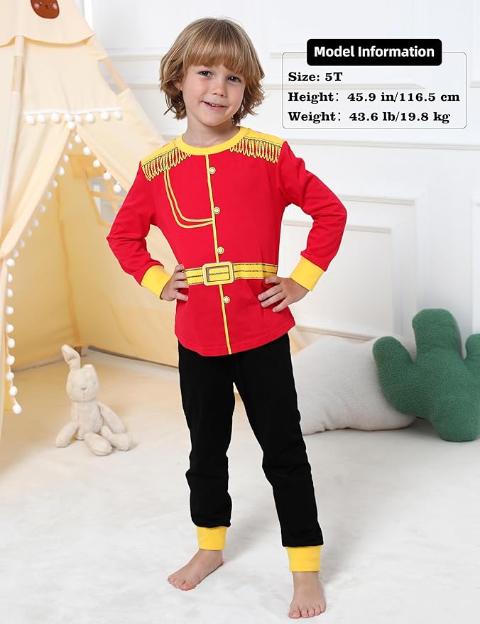 A&J DESIGN Pure Cotton Printed Pjs for 2-14 Years Kids, 2-Piece Long-Sleeved Pajamas Set