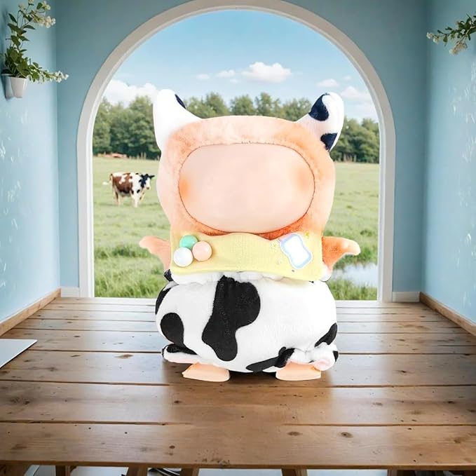 17cm Doll Clothes ,Accessories for Cute Dolls Clothes , Animal Style Doll's Outfits , 3 Pieces Set Cute Cow Dolls Outfit with Adorable Pant + Beaded Bib + Horn Headband (Doll Not Included)