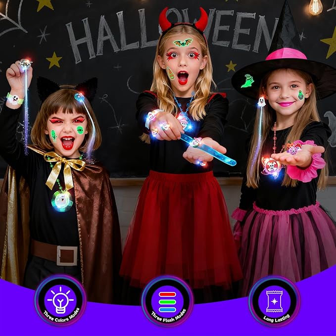 SpringFlower 100Pcs Halloween Party Favors Bulk, Glow in the Dark Party Supplies Halloween Decorations for Kids, Halloween-Themed Toys for Trick or Treat Goodie Bag Stuffers Fillers Prizes Gifts