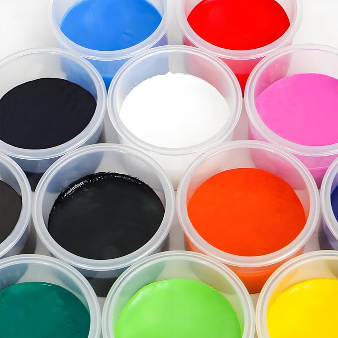Washable Paint Set for Kids 12 Colors，Solid Watercolor Paint Set，Finger Painting for Toddlers，Washable Tempera Paint with Paint Palette and 10 Toddler Paint Brushes