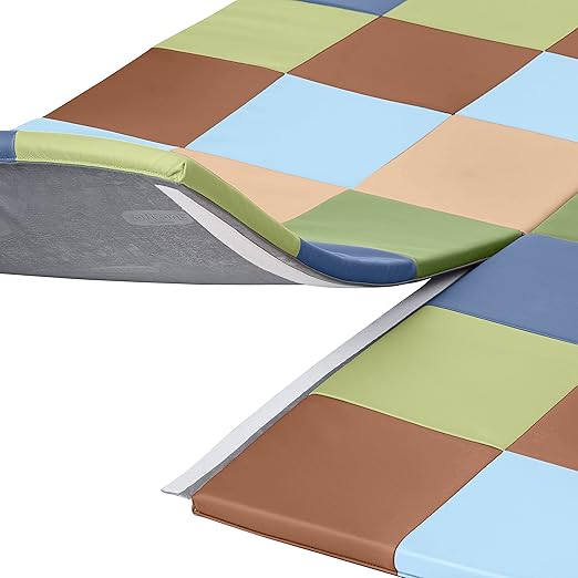 ECR4Kids SoftZone Patchwork Activity Mat, Folding Playmat, Earthtone