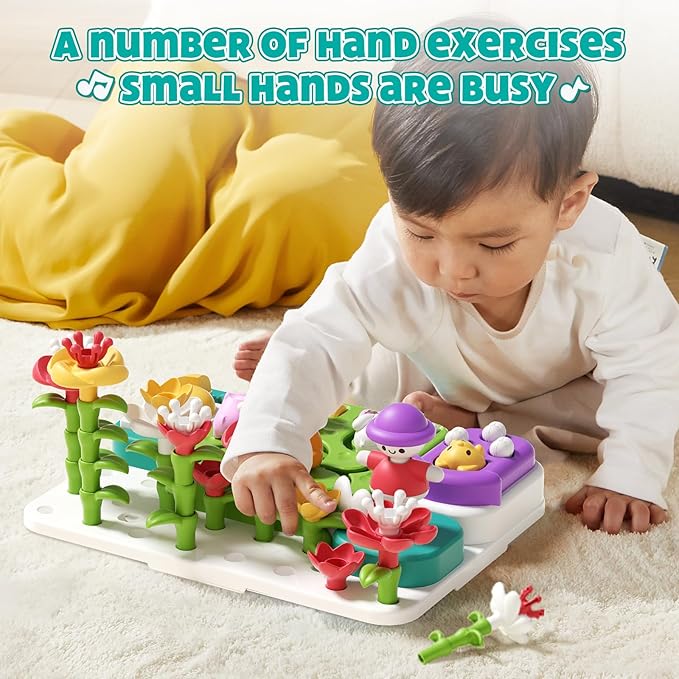 auby STEM Learning Toys for Toddlers 1-3 - Montessori Fine Motor Skills Development Toy with 30+ Building Blocks, Forest Maze Game & Garden Playset for Baby Boys Girls Age 18M+