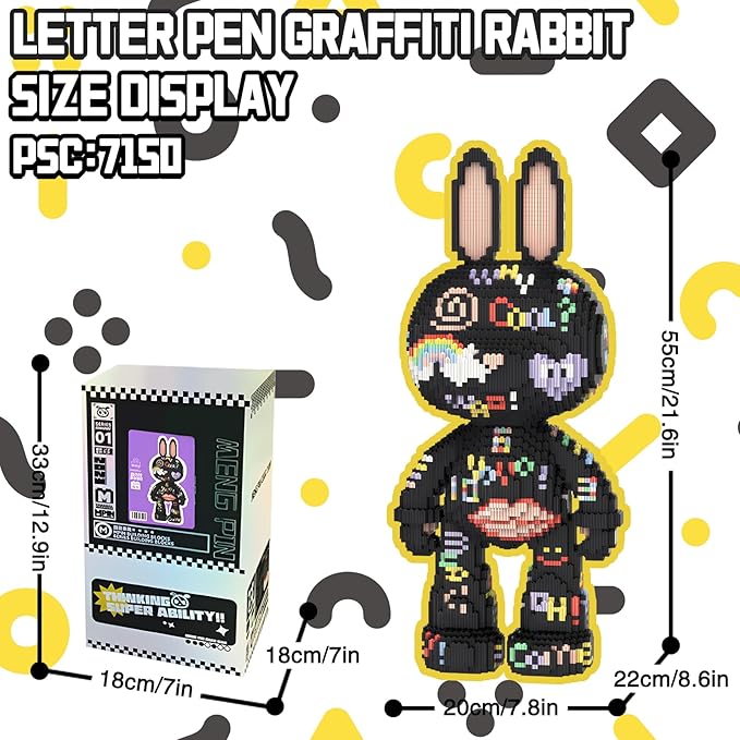 Rabbit Animal Micro Building Blocks Set for Adults Cute Large Sets Toys Gift Kids 6400 Pieces 55cm High Series