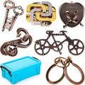 6 PCS Metal Brain Teaser Puzzles for Adults Hand Puzzle Unlock Interlocking Puzzle Toy Lock Puzzles Gift for Adults Teenagers (Style D)