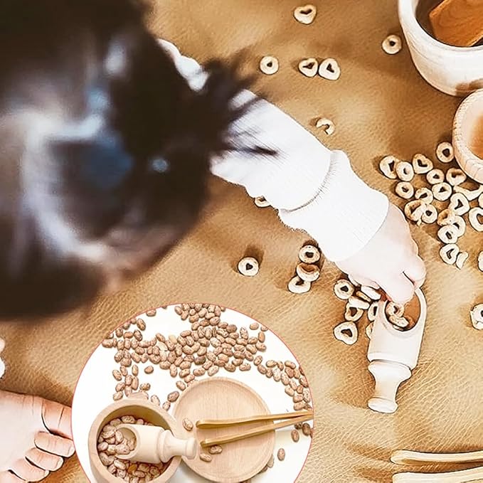 10 Pcs Wooden Sensory Bin Tools for Toddlers & Preschool Children, Montessori Sensory Wooden Toys Fine Motor Learning Pretend Play Sensory Tools for Kids