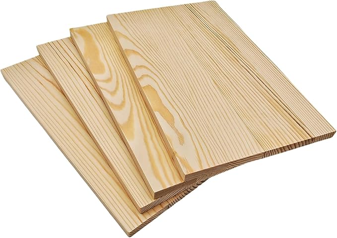 4PCS Rectangle Wood Boards Unfinished Wood Blocks for Crafting, 9.8x5.9x0.4in Blank Whittling Wooden Blocks for Wood Carving,Painting & Burning