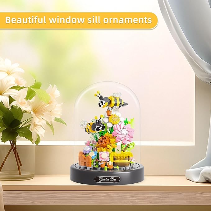 588 PCS Micro Brick Flower Bee Building Sets, Mini Blocks Animals Botanical Collection Blocks Model for Adult Toys, Home Decor and Office Art Creative Gift, for Teens Ages 6+ Kids