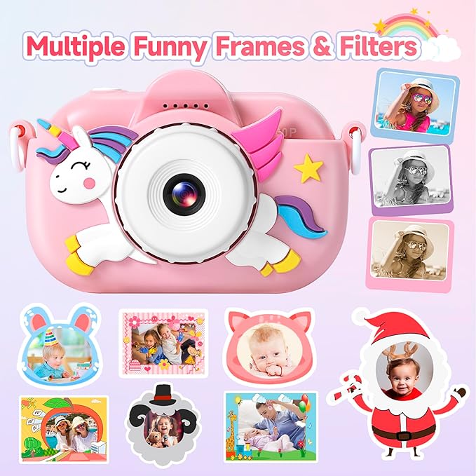 Kids Camera for Toddler Girls Boys Aged 3-9, YEEHAO 32MP Kids Toys Digital Camera 3 4 5 6 7 8 9 Year Old Girls, Children Birthday Gift for Kids
