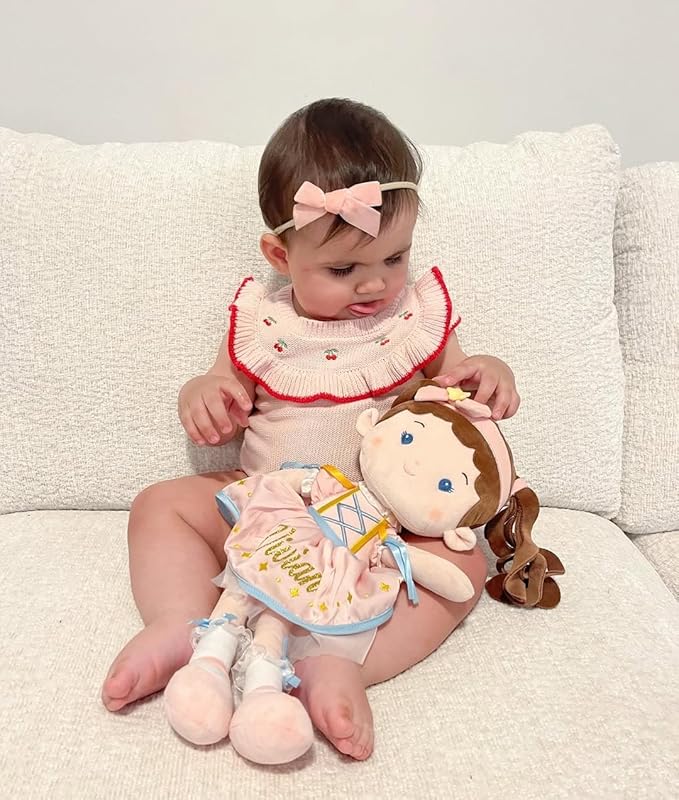 LeyaDoll Personalized Soft Baby Doll Toys (16''), My First Baby Rag Doll for 1 Year-Old Girl Birthday Gift, Christmas Plush Toys Gift for Toddler Kids Infants-Daydream-Princess Twinkle