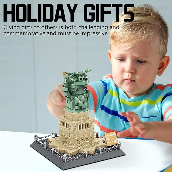 Mini Statue of Liberty Building Blocks Set New York World Famous Architecture Model Toys Gift for and Adults Kids 414 Pieces