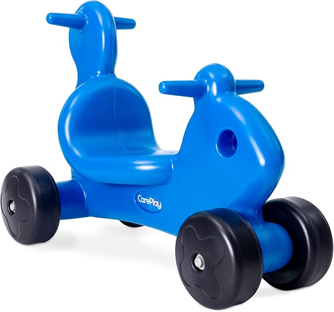 Careplay 2-in-1 Squirrel Push & Ride-on Toy, Indoor & Outdoor Use, Low Profile Seat, Recommended for Children up to 50lbs, Durable Construction, Made in The USA, Blue