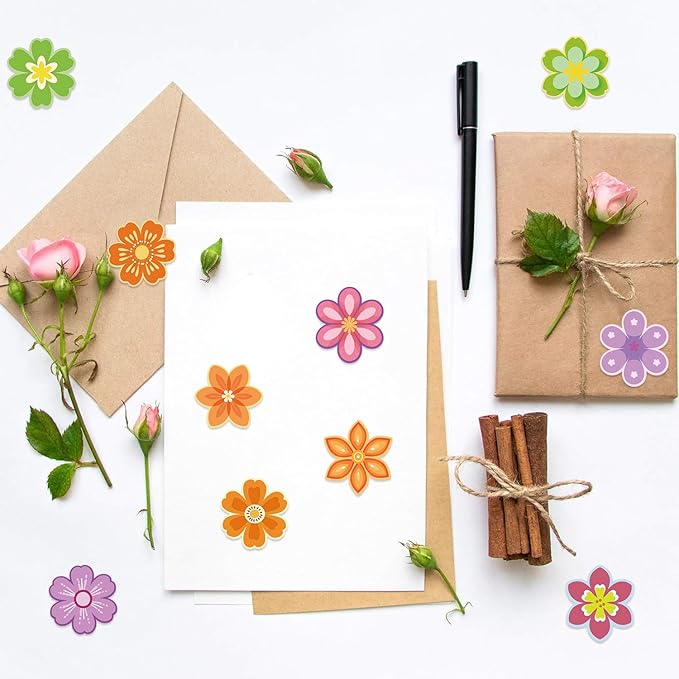 500pcs Flower Stickers for Teens Spring Summer Roll Sticker Waterproof and Sun-Proof Flower Roll Sticker for Scrapbooks Envelopes Cards Gift Boxes Party Supply Decoration