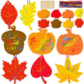 Eternity sky 64 Sets Fall Thanksgiving Crafts Colorful Leaves Pumpkin Scratch Art, Autumn Magic DIY Kit Classroom Activities Party Favors