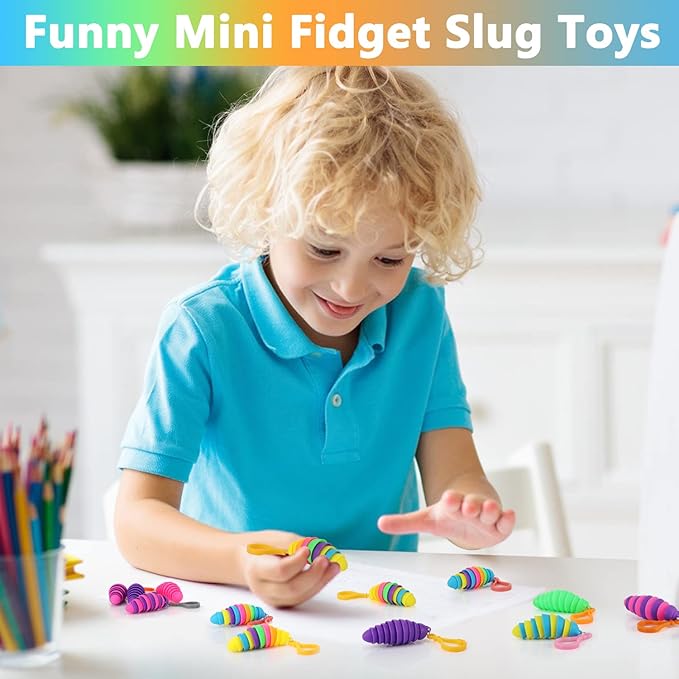 bairimeng 24 PCS Sensory Slug Toys, Articulated Stretch caterpillar toy, Anxiety Relief fidget Slug toy, Novelty Party Favors for Kids.