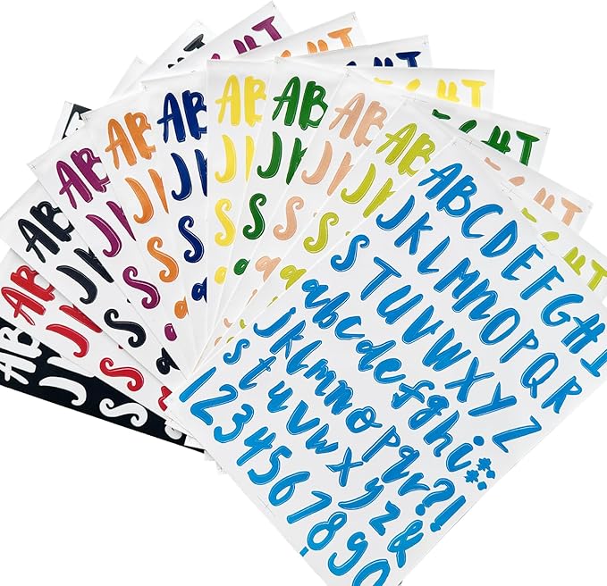 816 Pcs MEGA Pack Alphabet Stickers - 12 Vibrant Colors Letter Stickers, Complete ABCs & Numbers, Ideal for Mailbox Labels, Scrapbooking, Crafts, Learning & Organizing