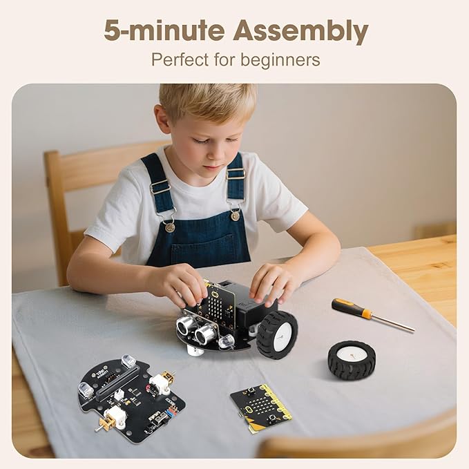 Robotics for Kids Ages 8–12 12-16,ACEBOTT Smart Robot Car Kit Compatible with BBC Micro:bit V2,STEM Toys Coding Robot Kit Compatible with LEGO,Gift for Kids and Teens(Not Included Wireless Controller)