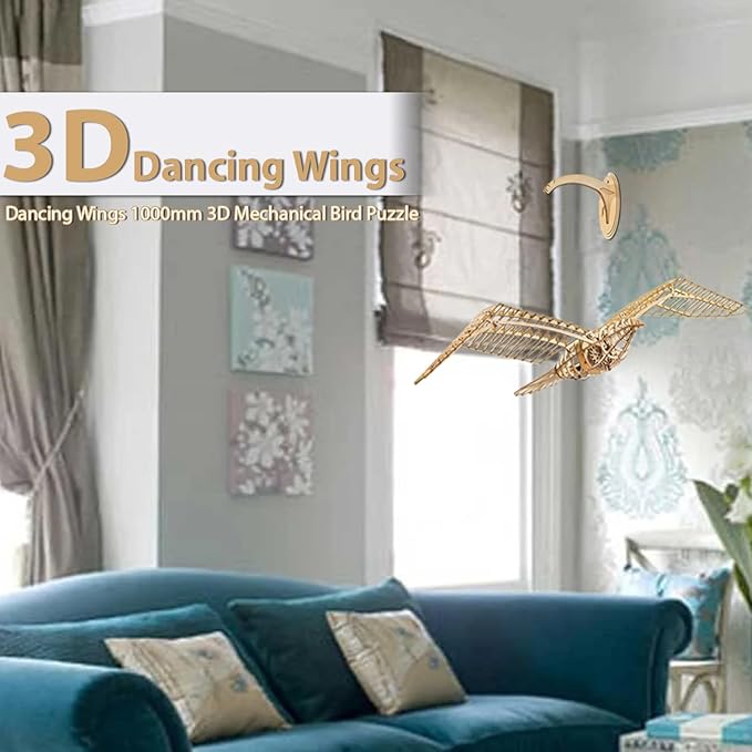 Dancing Wings Flying Birds Wall Decor 1000mm Mechanical Flying Bird - 3D Wooden Puzzle - 3D Puzzles for Ages 8-13 – Wooden Mechanical Bird Toy – Latest Wooden Puzzle