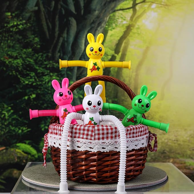 Limpskys 4Pack Telescopic Suction Cup Bunny Toy，Easter Bunny, Easter Egg fillers，Easter Basket Stuffers，Suction Cup Toys，Suction Toys