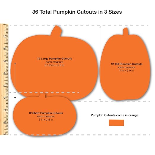 144 Pieces Fall Leaves, Pumpkins, and Apples Punch Out Paper Cutouts in Fall Colors, 2-Sided US Made Card Stock for Thanksgiving and Halloween Crafts, Bulletin Boards, Classroom Decor, Festive Events