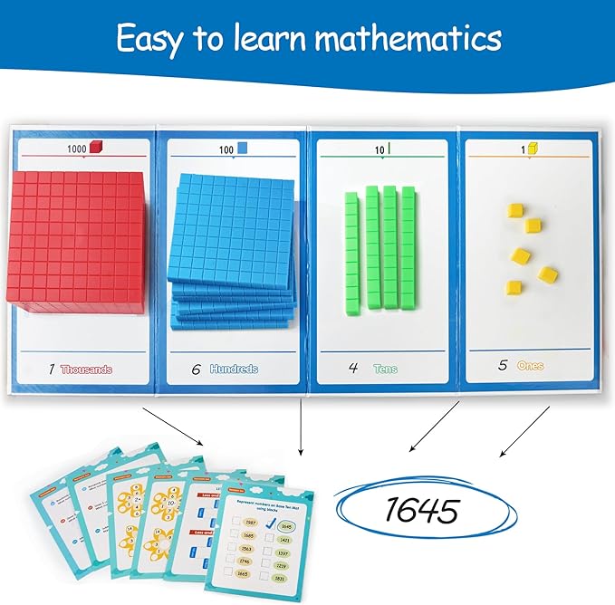 Base Ten Blocks Plastic 143 pcs Math Manipulatives Kindergarten Counting Cubes for Kids Math,Place Value Blocks for Early Counting Math Toy for 1st Grade