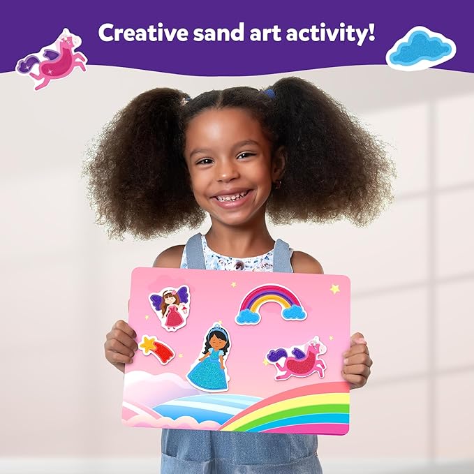 Skillmatics Sand Art Activity - Mess-Controlled DIY Unicorn & Princess Craft Kit with 50+ Colorful Stickers, Creative & Fun Hands-On Activity, Christmas Gifts for Ages 4, 5, 6, 7, 8, 9, 10