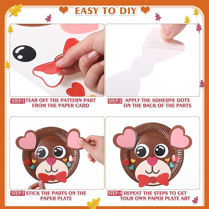 Funnymoom 24 Pcs Arts and Crafts for Kids, Halloween Plate Craft Kits Christmas Arts Craft Animal DIY Plate Kit for Halloween Xmas Holiday Party Girl Boy Preschool Classroom DIY Project(Warm)