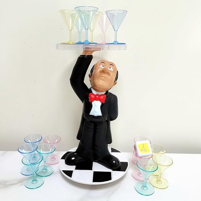 Topple Waiter Balance Game,Martini Glasses Stacking Game,2-4 Players Two Play Modes Fun Family Party Toy,Suitable for Kids and Adults