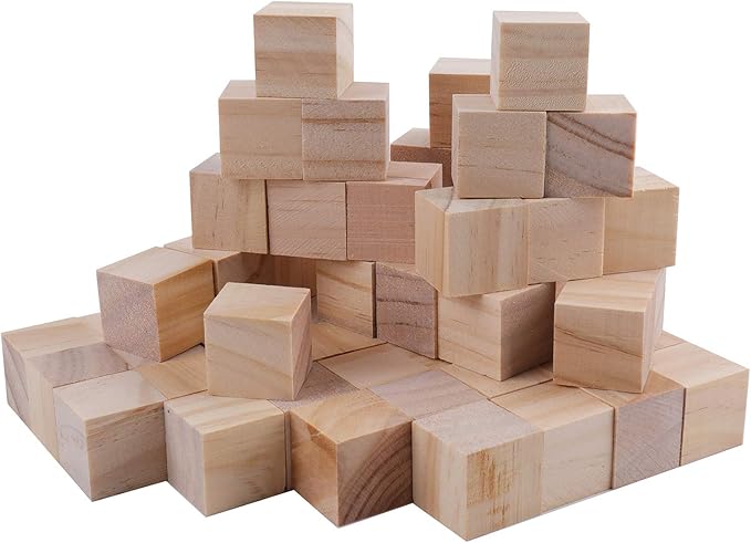 Tosnail 150 Pack 1 Inch Unfinished Wooden Cubes, Blank Wooden Blocks for Crafts Making
