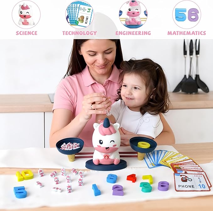 Snugzy Unicorn Balance Counting Toys Math Games Kindergarten Learning Games Kids Balance Scale Educational Toys Gifts for 3 4 5 Year Old Boys Girls
