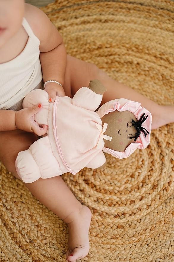 Soft Baby Doll, Black Hair, Brown Skin, Multiracial Soft Dolly, No Hard Parts, 11' Tall
