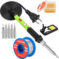 Soldering Iron Kit, 60W Soldering Iron with 5pc Interchangeable Tips, 10-in-1 Adjustable Temperature Solder Welding Tools, Fast Heating, Electronic Repair, 110V, Green