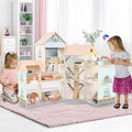 Costzon Wooden Dollhouse for Kids, 3-Story Luxury Doll House with 41 Pieces Furniture Accessories, 8 Rooms, Stairs & Balcony, DIY Pretend Dollhouse Playset, Gift for Girls Toddlers Ages 3+ (Pink)