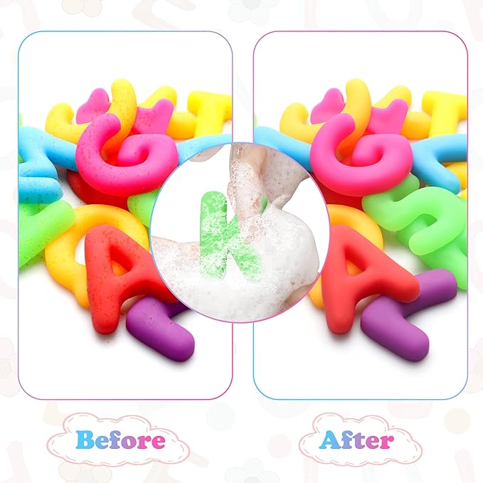 Kryfa ABC Alphabet Learning Toys for Kids Ages 3-5, 40PCS Sensory Bin Filler for Toddlers, Alphabet Letters and Number Mochi Squishies for Kids