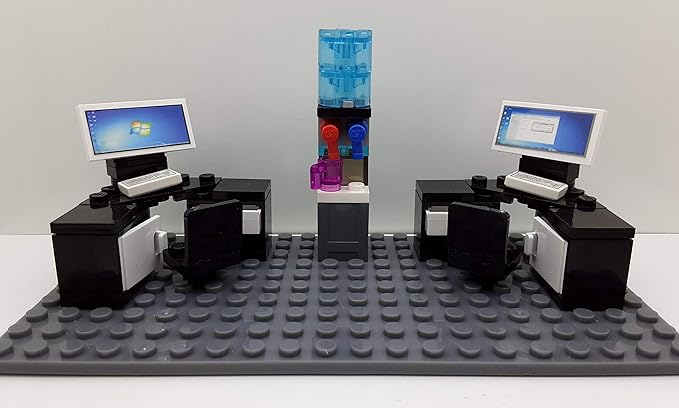 Custom Toys & Hobbies INC Building Bricks Businessman Lawyer Office Setup- Premium Quality Desk Keyboard Computer & Minifigure Holiday Birthday Gift for Kids (Full Office)