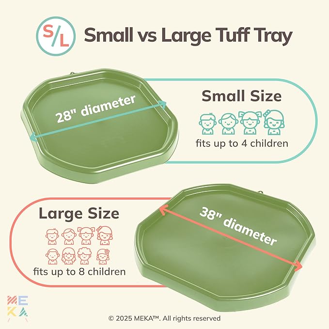 MEKA Tuff Tray for Sensory Play, Sensory Tray for Kids, Toddler Water Table, Tuff Spot Sensory Bin for Toddlers (Olive Green, Small (28" x 28"))