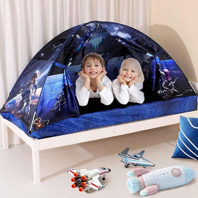 Kid Bed Tent -Twin Play Tent Baby Toddlers Dream Playhouse for Bedroom Decor Indoor Games Twin Size Bed Canopy by CRAWLBO(Galagy)