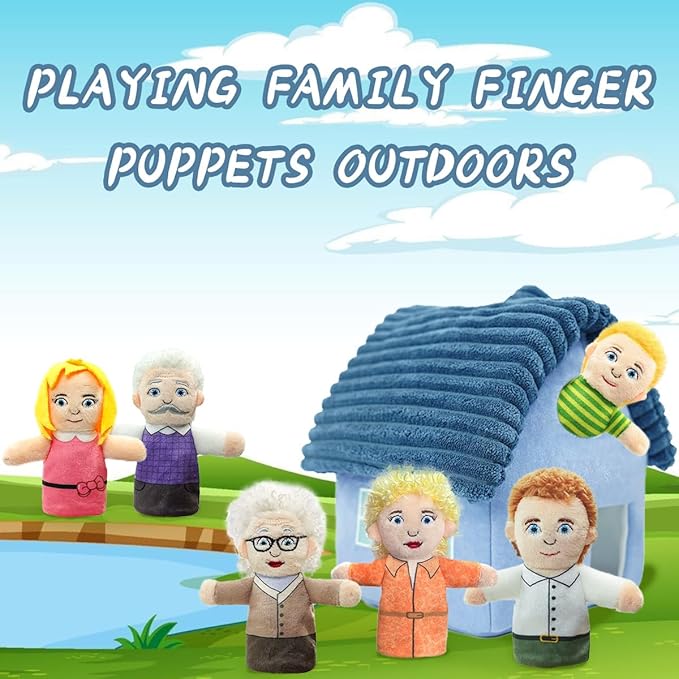 Finger Puppet Family Finger Puppet,6pcs Cute Puppet Mini Plush Toys Teaching Show,Soft Puppet for Kids Family Role Playing (EA Home)