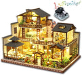 Yuzhen DIY Miniature Dollhouse Kit with Furniture and LED Lights, Japanese Wooden Dollhouse Includes Dustcover and Music Box, Collectibles for Hobbies