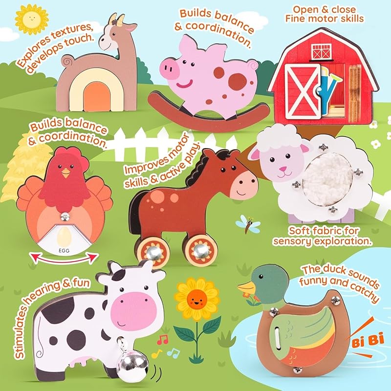 Personalized Wooden Name Puzzle for Toddlers 1-3 - Montessori Farm Animal Sensory Toy, Custom Educational Learning Toys for Toddlers to Boosts Fine Motor Skills, Perfect Birthday Gift