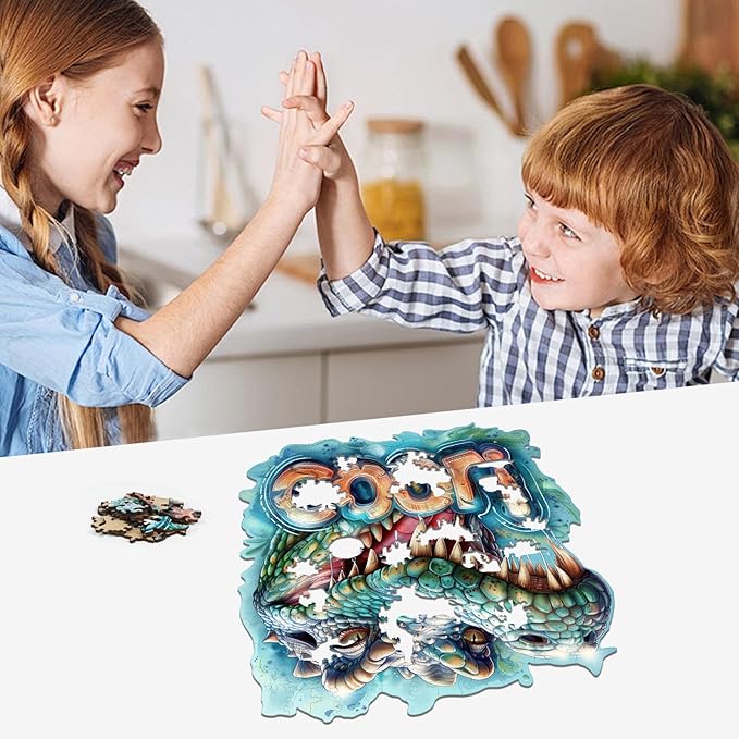Wooden Puzzles for Adults 500 Pieces, Cool Crocodile Jigsaw Puzzles Animal Unique Shaped Wood Cut Puzzle Gifts for Adults and Kids, Family Puzzle Games